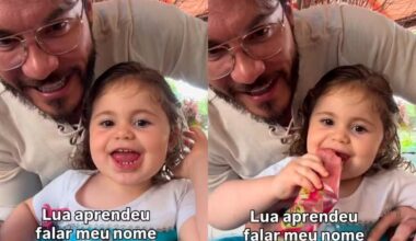 Eliezer encanta seguidores com vídeo da filha Lua, de 2 anos, pronunciando o nome dos pais