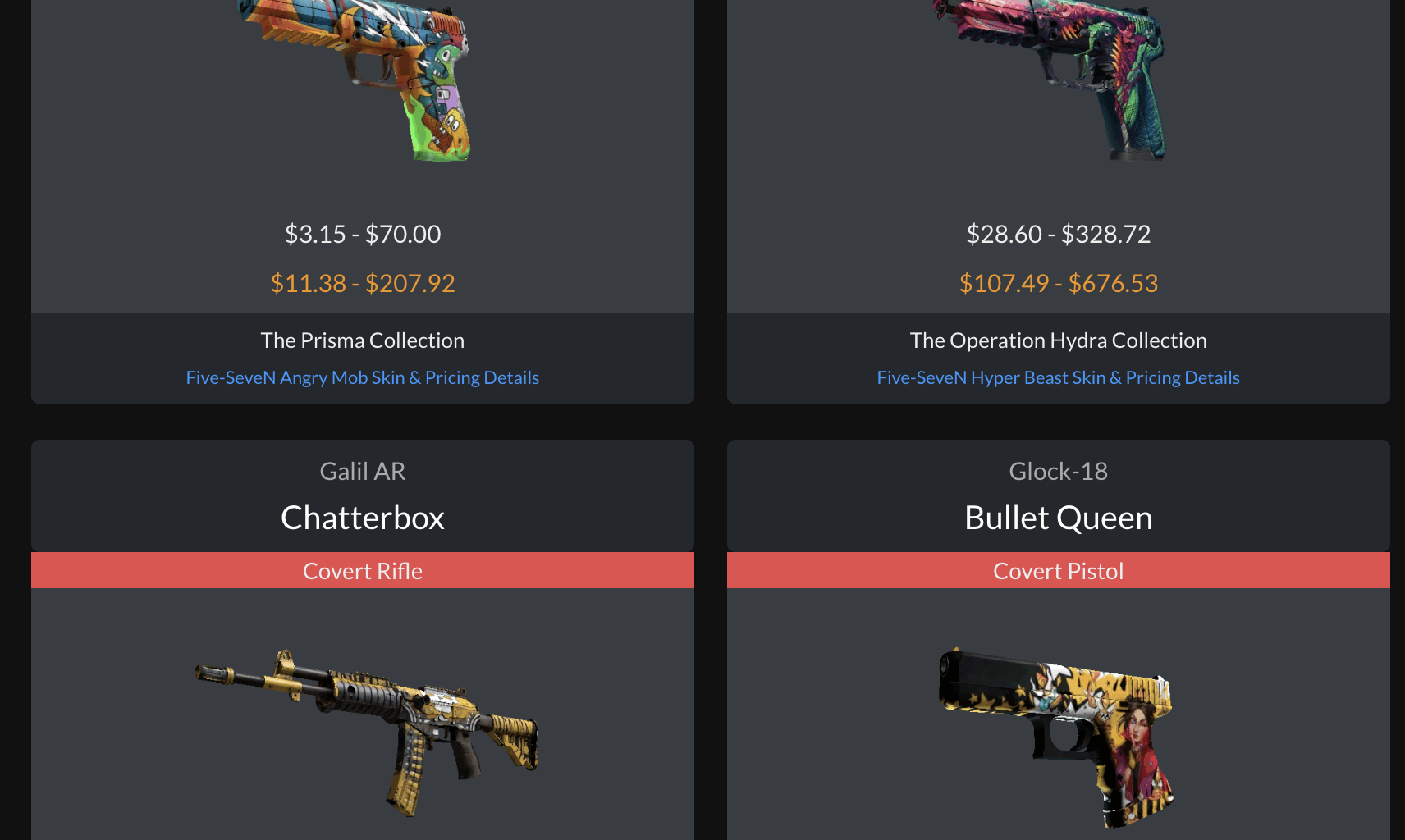 Estas são as armas que podes trocar por luvas e facas