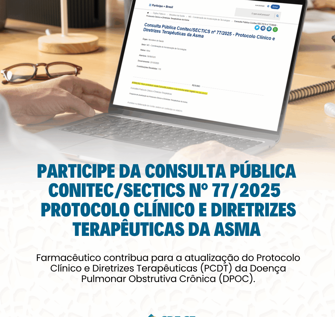 Farmacêutico, participe da consulta pública e contribua para a atualização do Protocolo Clínico e Diretrizes Terapêuticas (PCDT) da Doença Pulmonar Obstrutiva Crônica (DPOC)