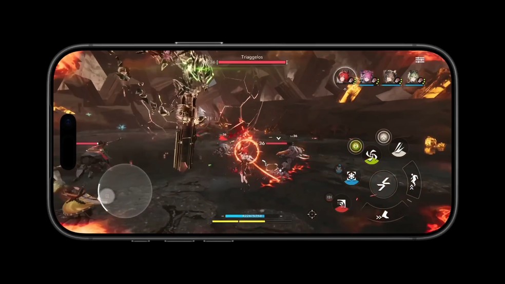 Chip A 19 Pro:  integração inédita entre GPU e  aceleradores neurais com traçado de raios  permitem experiência de console no smartphone — Foto: Divulgação