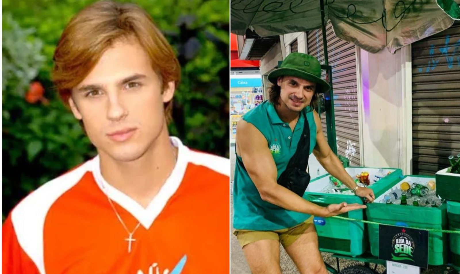 O ator Daniel Erthal, da temporada de 2005, chamou a atenção ao ser descoberto como vendedor de bebidas ambulante em 2024. Atualmente, ele é dono de um bar— Foto: Reprodução