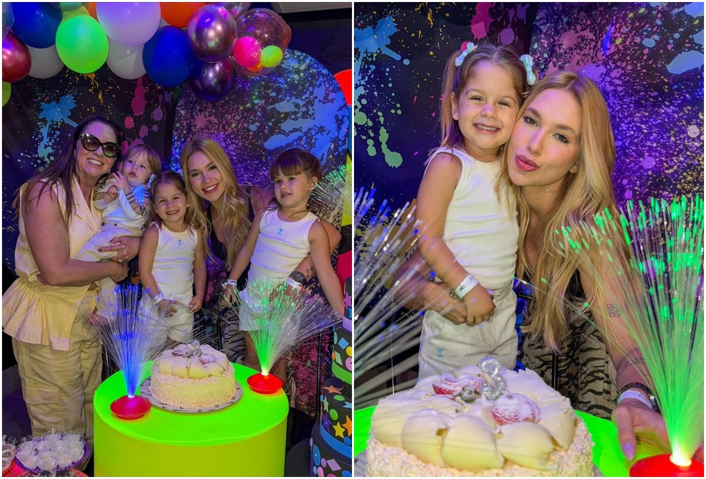 Sem Zé Felipe, Virginia Fonseca faz festinha de aniversário para a filha em parque de trampolim