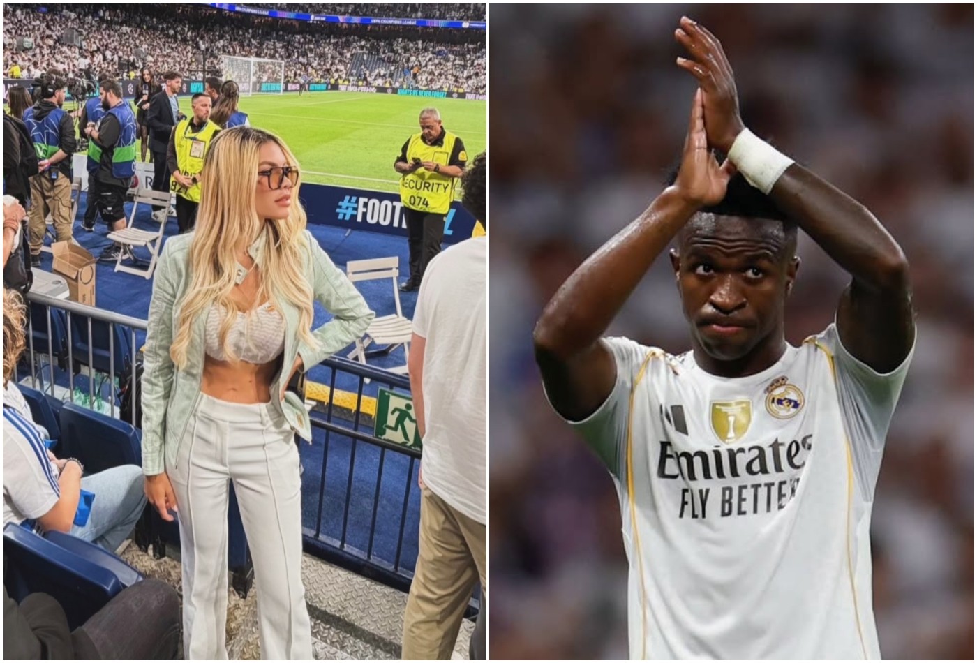 Após expor Vini Jr., modelo viaja a Espanha, vê jogo do Real Madrid e provoca Virginia