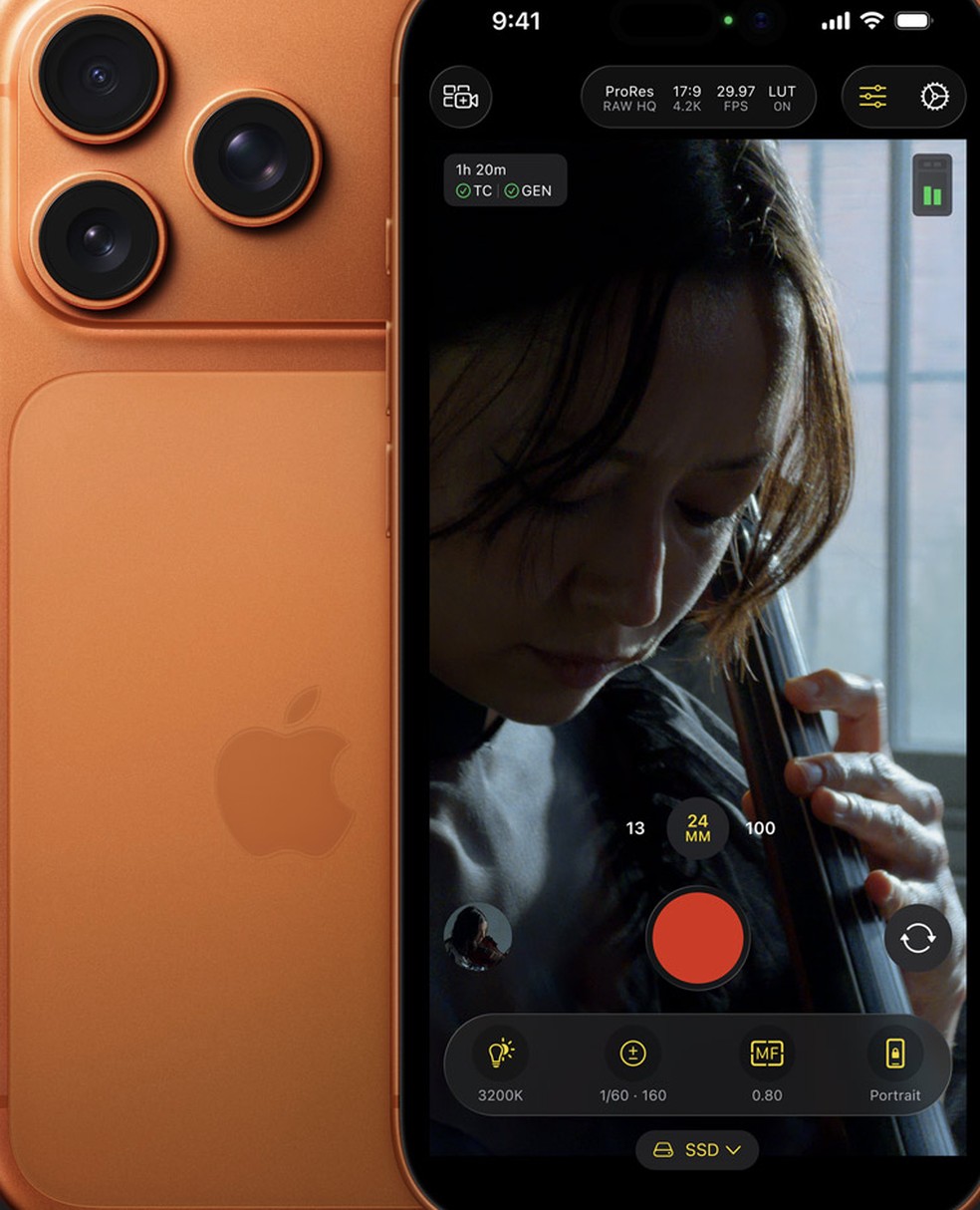O iPhone 17 Pro é o primeiro smartphone compatível com o formato de vídeo ProRes RAW — Foto: Divulgação