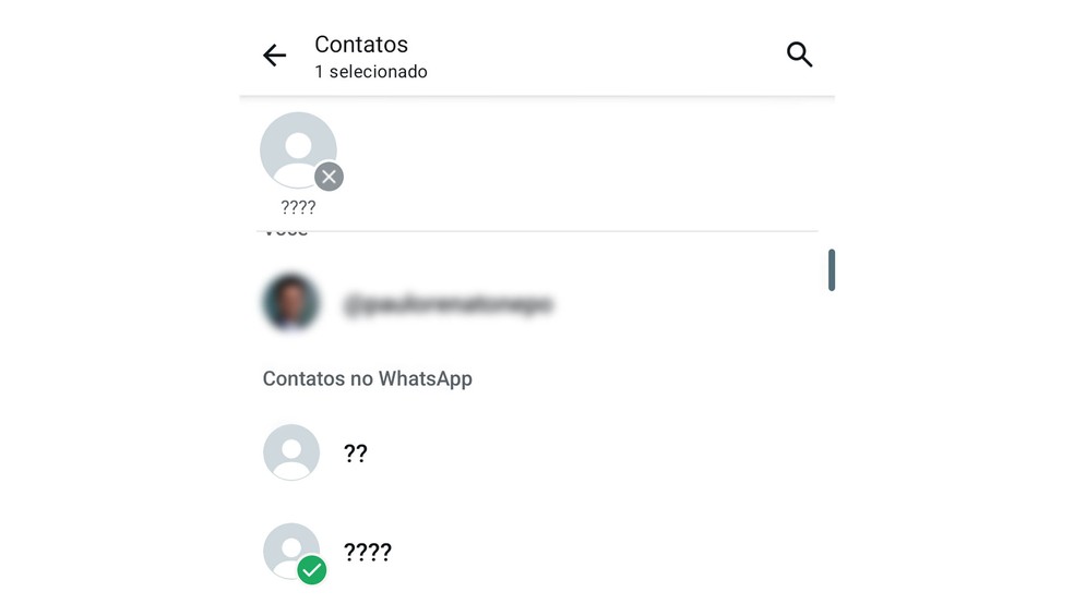 Como compartilhar contato no Whatsapp — Foto: Reprodução