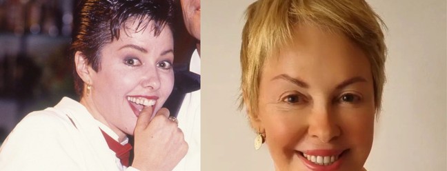 Aldine Müller interpretou Ângela Martins em 'Rainha da sucata'. Atualmente, ela apresenta um podcast em que conversa com personalidades no YouTube. Sua última novela foi 'Chiquititas', entre 2013 e 2015 — Foto: Irineu Barreto / Agência O Globo e Reprodução/Instagram