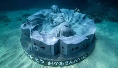 Escultura de 45 toneladas vira habitat para vida marinha no Japão