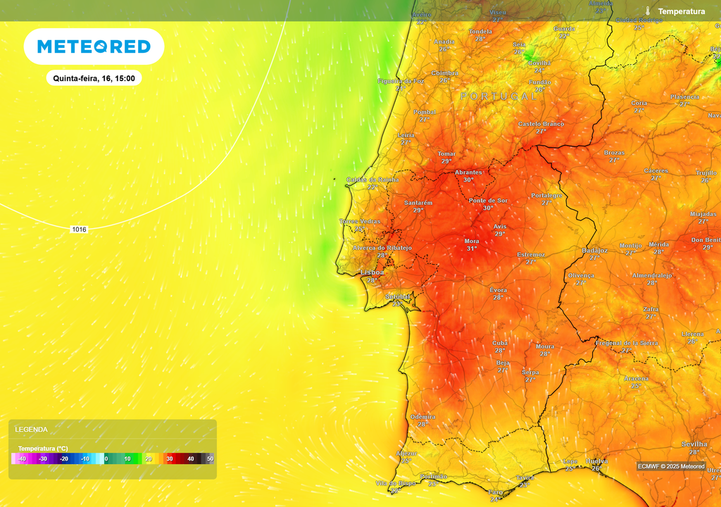 Mapa atmosférico: Temperatura