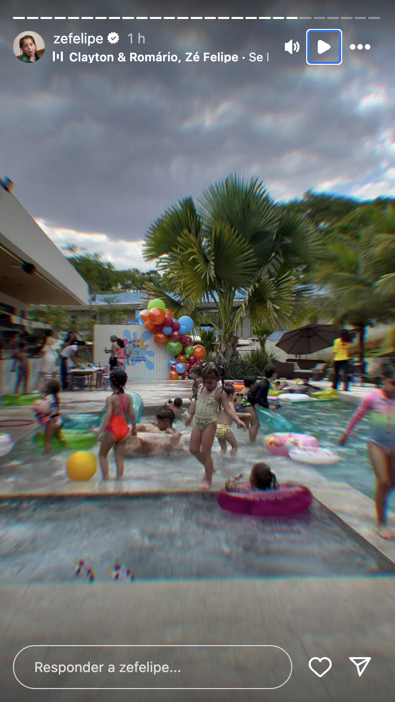 Zé Felipe faz festa na piscina para os filhos - Foto: Reprodução / Instagram