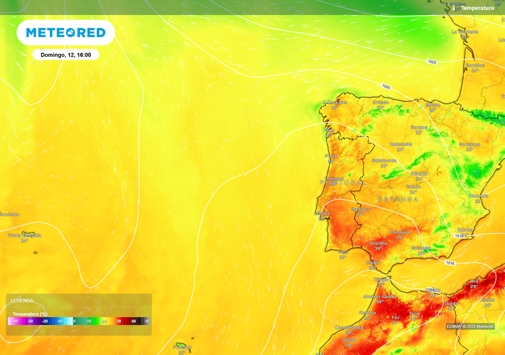 Mapa atmosférico: Temperatura