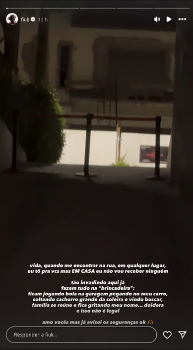 Stories de Fiuk no Instagram - Reprodução @fiuk