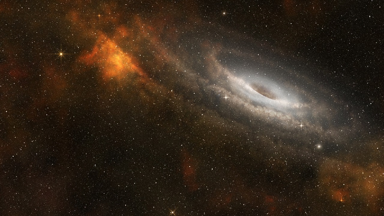 Imagem ilustrativa de um buraco negro supermassivo