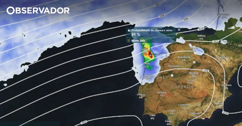 De sábado para domingo caem as temperaturas e vai chover – Observador