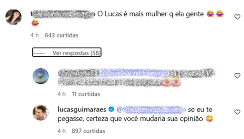 Lucas Guimarães responde com ironia em polêmica envolvendo Hariany Almeida — Foto: Reprodução Instagram