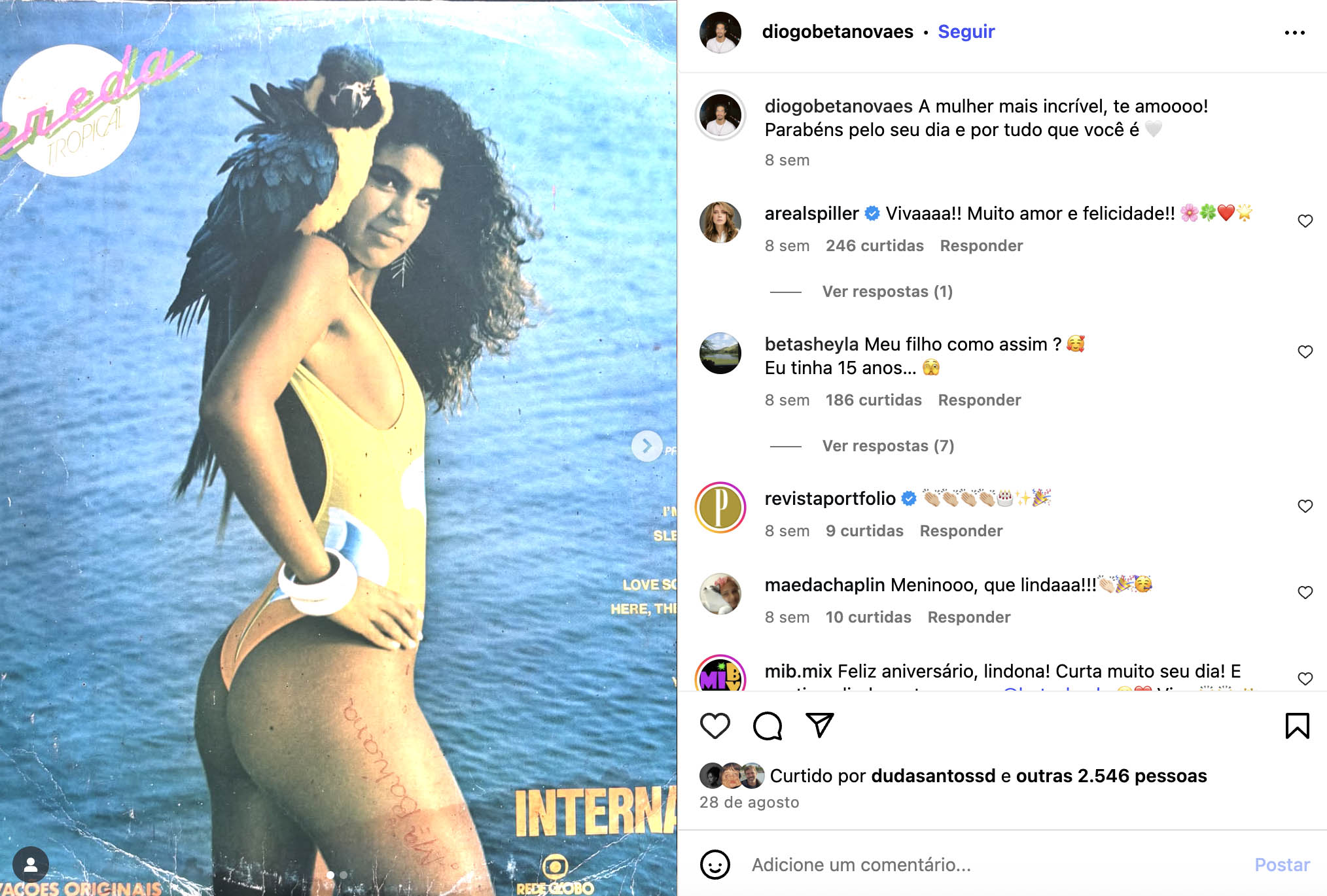 Post de Diogo Novaes sobre Sheyla Beta - Foto: Reprodução 