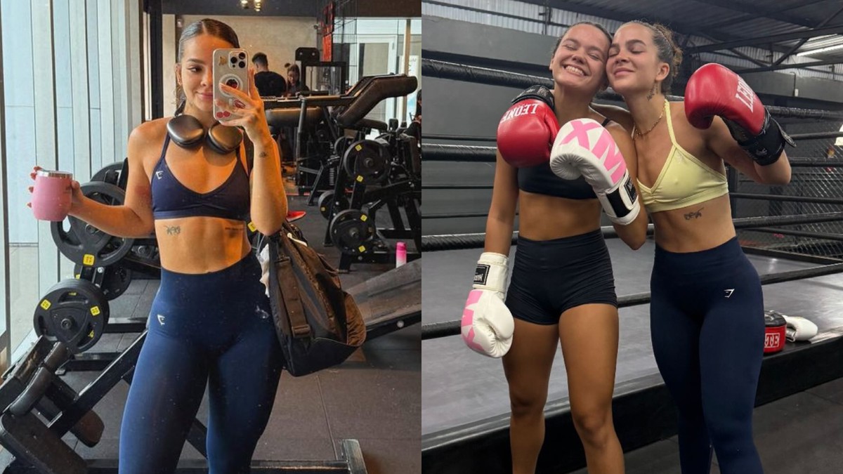Mel Maia posa em foto rara com a prima na academia: 'Arrastei para o boxe'