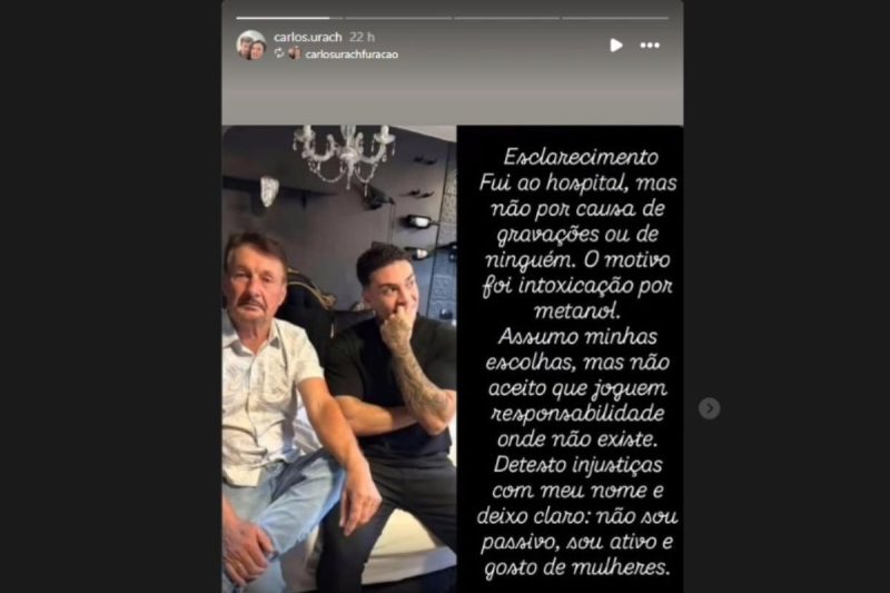 O próprio Carlos Urach resolveu quebrar o silêncio - Reprodução/Redes sociais/ND