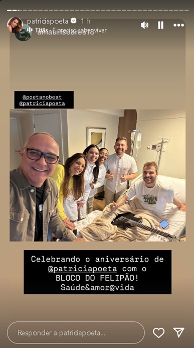 Patrícia Poeta celebra aniversário com o filho no hospital - Foto: Reprodução/Instagram @patriciapoeta