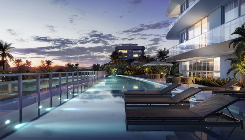 Uma das piscinas do novo prédio de luxo em Balneário Piçarras - Daxo/Divulgação/ND