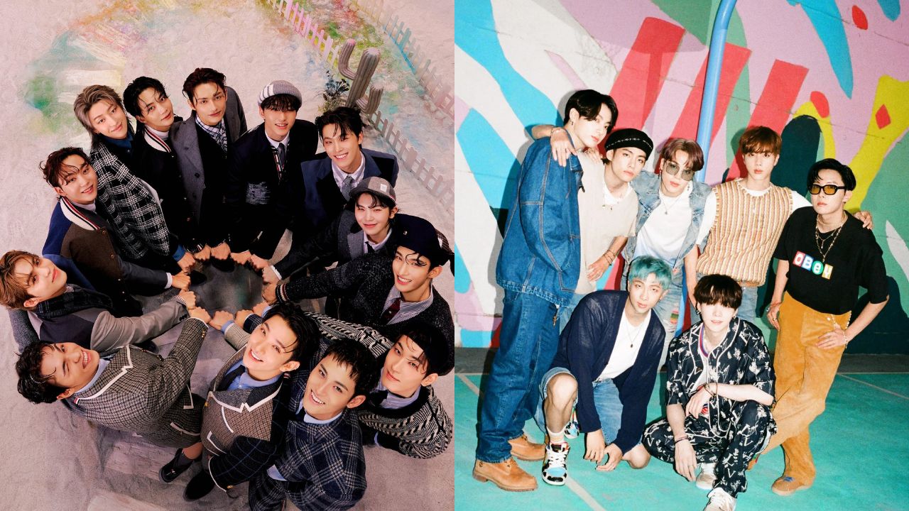 SEVENTEEN em photoshoot para o álbum "17 is right here" e BTS em concept photo para o single "Dynamite"