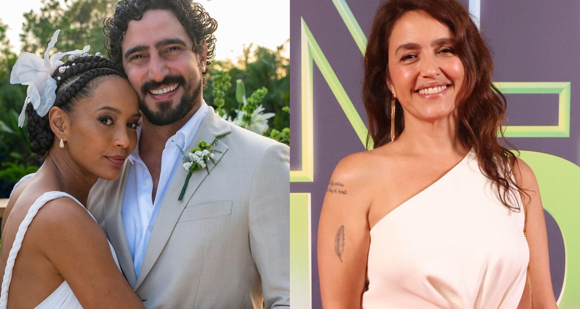 Taís Araujo, Renatao Góes e Manuela Dias - Foto: Lucas Teixeira / TV Globo / Reprodução / Instagram @gshow