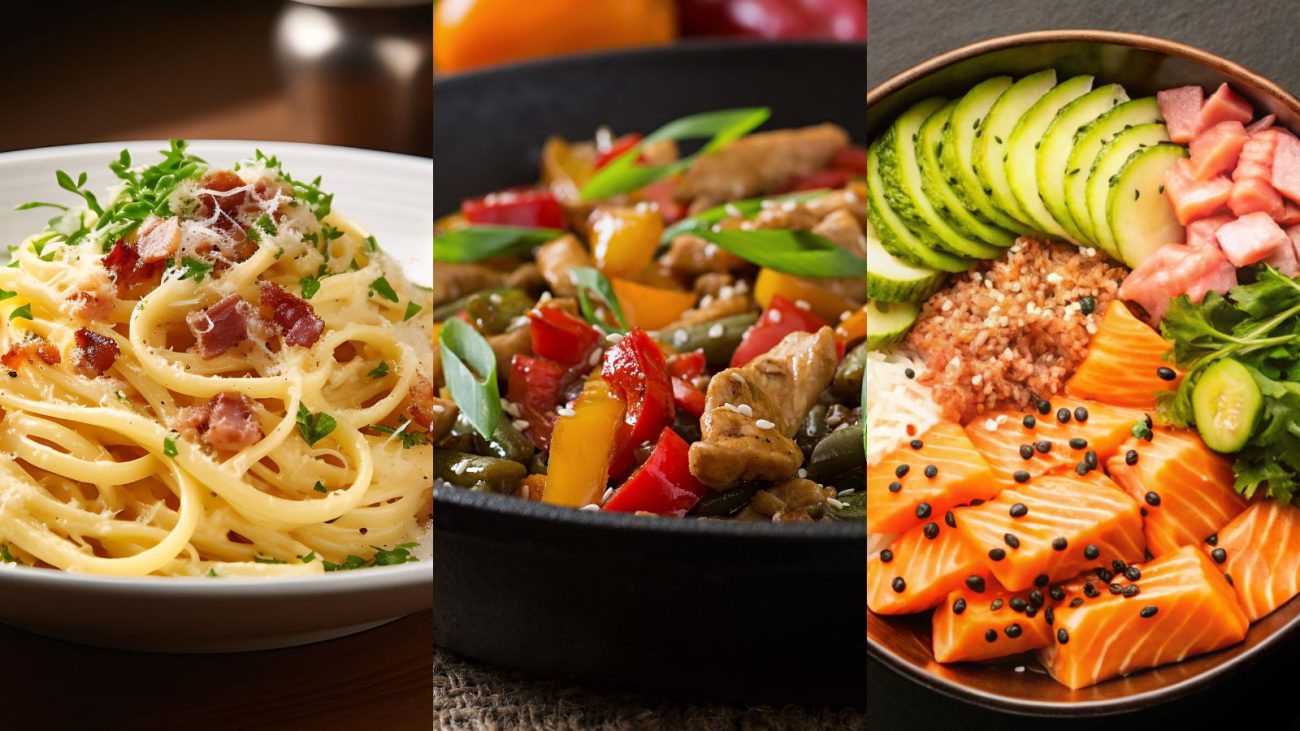 Talharim, frango com legumes e poke: se baseie nestas sugestões e monte o menu perfeito para a sua semana.