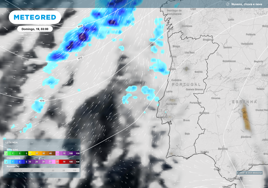 Mapa atmosférico: Nuvens