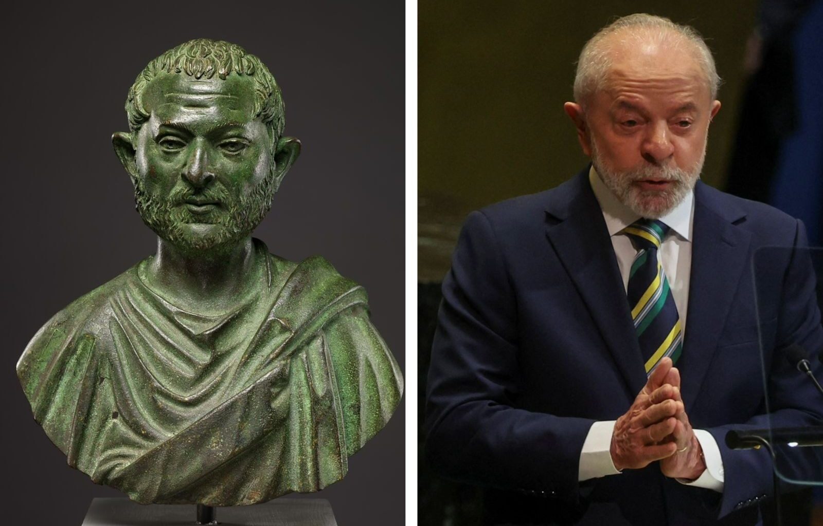'Lulvs romanus'? Brasileiros invadem perfil que mostra escultura de 'gêmeo' do século III de Lula - G1