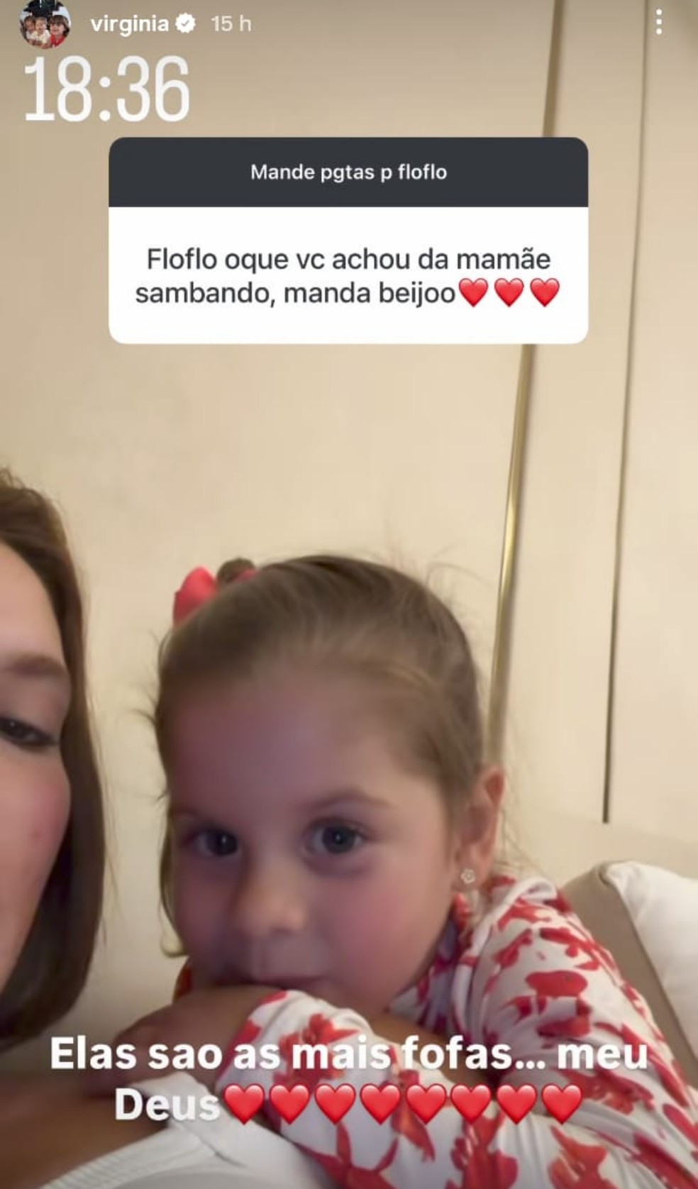 Virgínia Fonseca se emociona com opinião das filhas sobre seu samba na Grande Rio — Foto: Reprodução Instagram