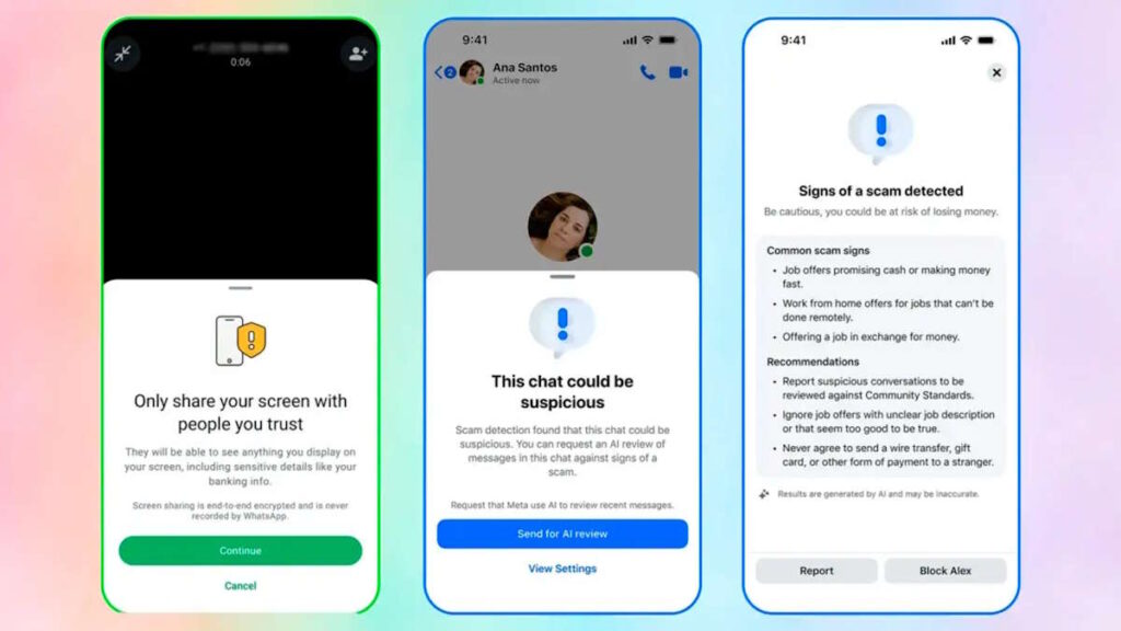 WhatsApp Meta partilha ecrã segurança