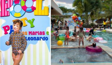 Zé Felipe faz pool party para os filhos