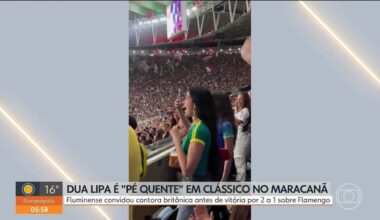 Dua Lipa encontra Sabrina Sato em ensaio da Vila Isabel e vê Fla-Flu no Maracanã - G1