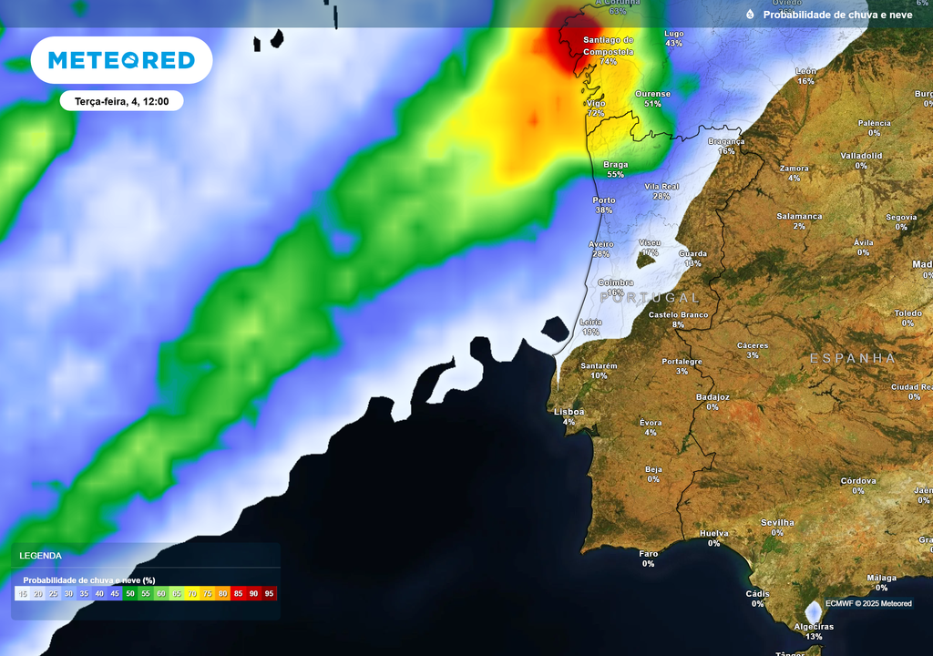 Mapa atmosférico: Probabilidade de chuva