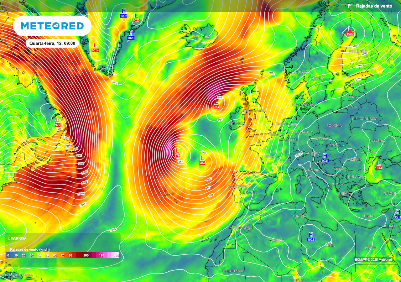 2000 quilómetros de diâmetro e frentes a afetar Portugal
