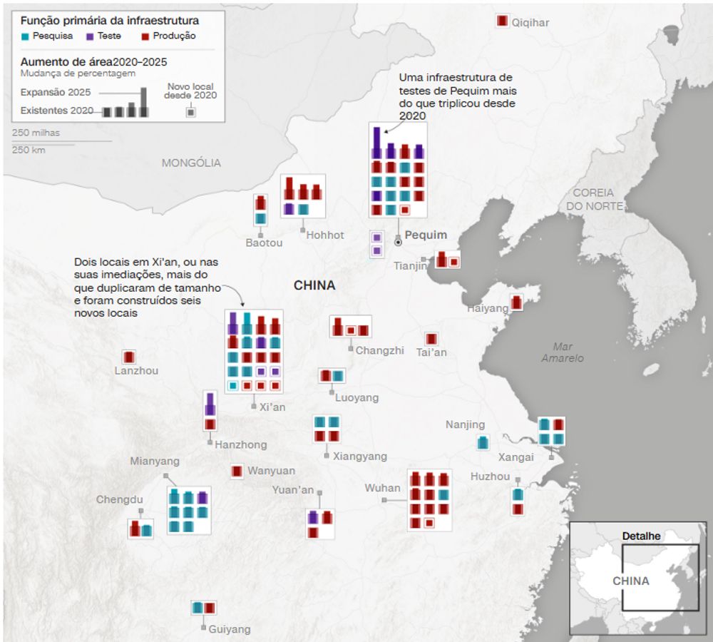 Mapa de mísseis da China