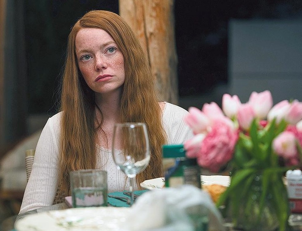 Emma Stone em cena de "Eddington" — Foto: Divulgação