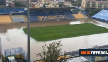 VÍDEO: depressão Claudia deixa estádio do Estoril alagado - Maisfutebol