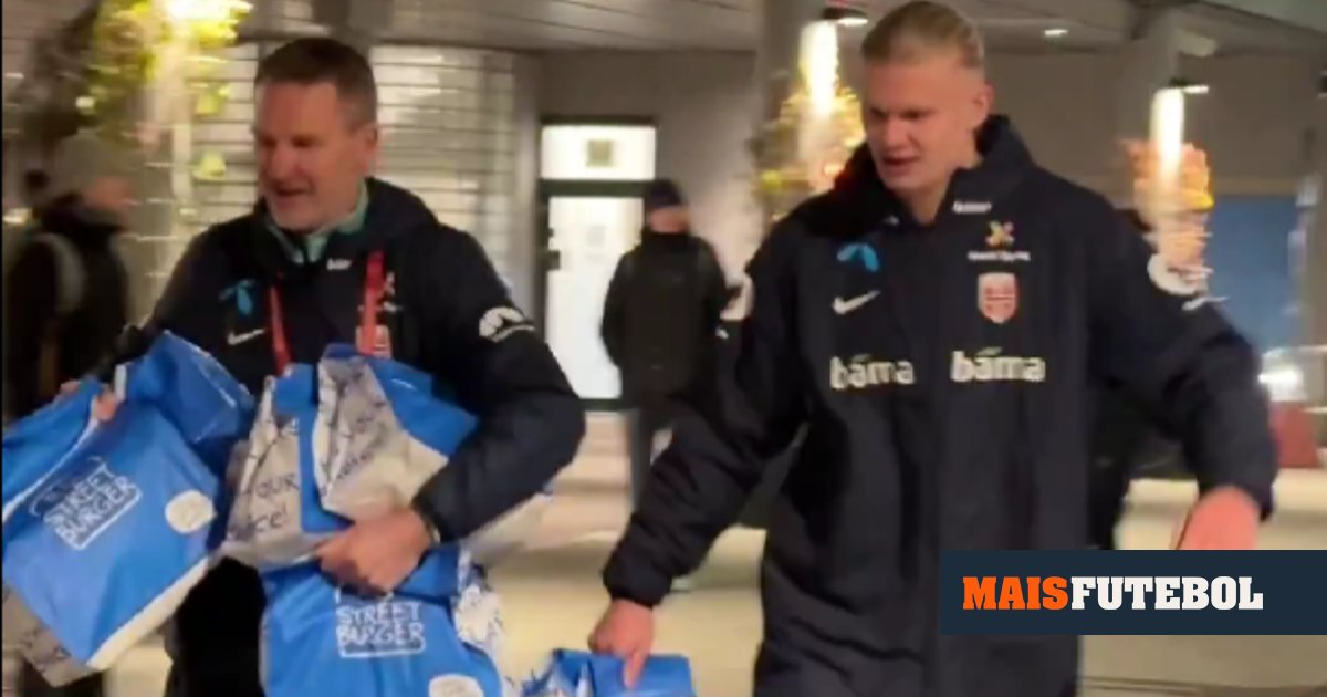 VÍDEO: Haaland celebra vitória da Noruega com 70 hambúrgueres