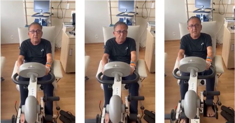 Galvão Bueno aparece andando de bicicleta em hospital - Reprodução/Internet/ND