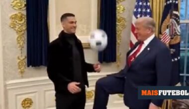 VÍDEO: Trump publica vídeo a «jogar futebol» com Ronaldo na Sala Oval