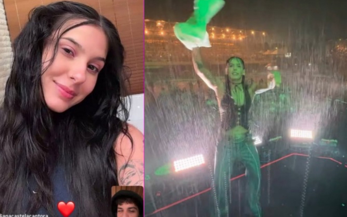 Ana Castela faz videochamada com Zé Felipe após show sob forte chuva | Celebridades