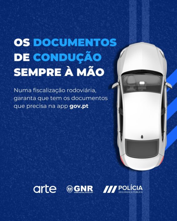 Numa operação STOP, pode apresentar os documentos da app gov.​​pt?