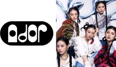 Logo da ADOR e integrantes do NJZ (NewJeans)