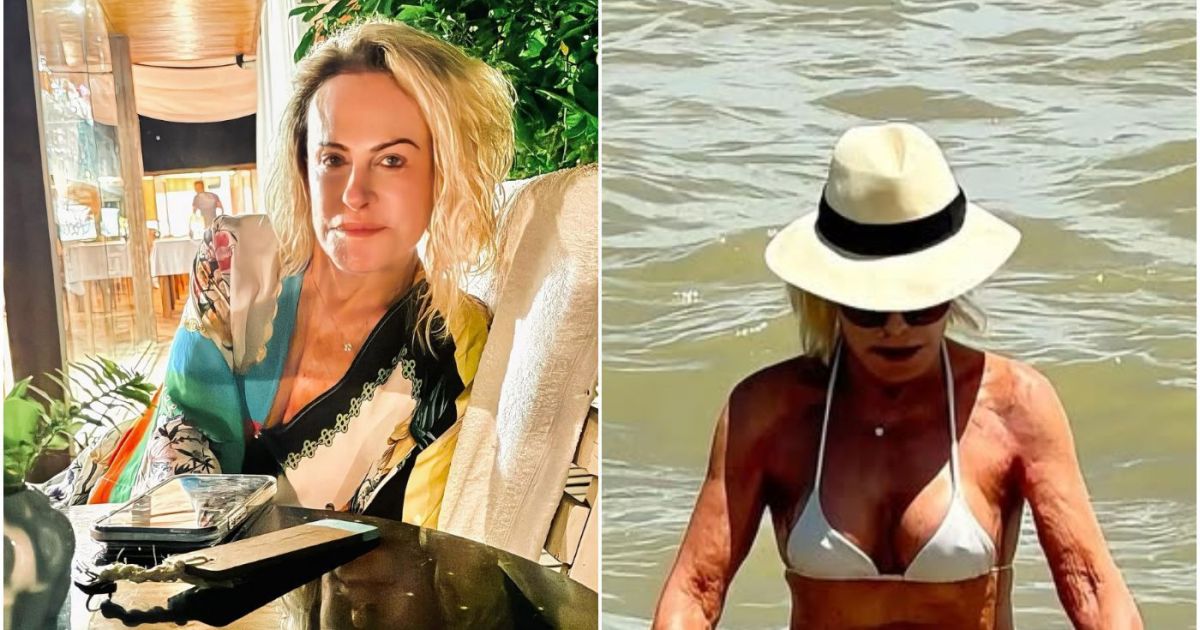 Ana Maria Braga se diverte de biquíni em viagem com marido; veja fotos