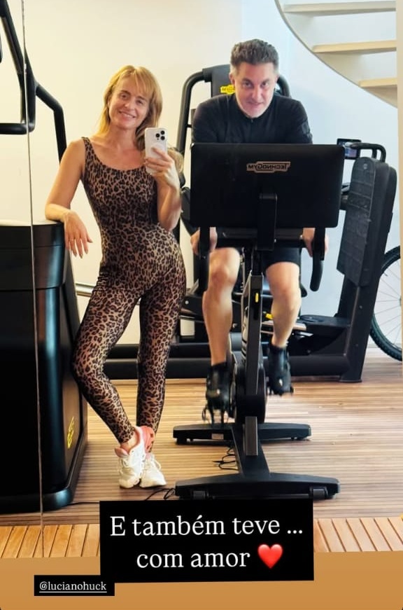 Angélica e Luciano Huck na academia 