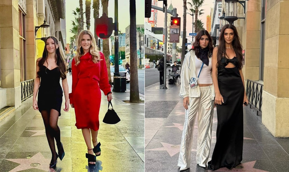 Ingrid Guimarães e Mônica Martelli brilham com as filhas em Los Angeles