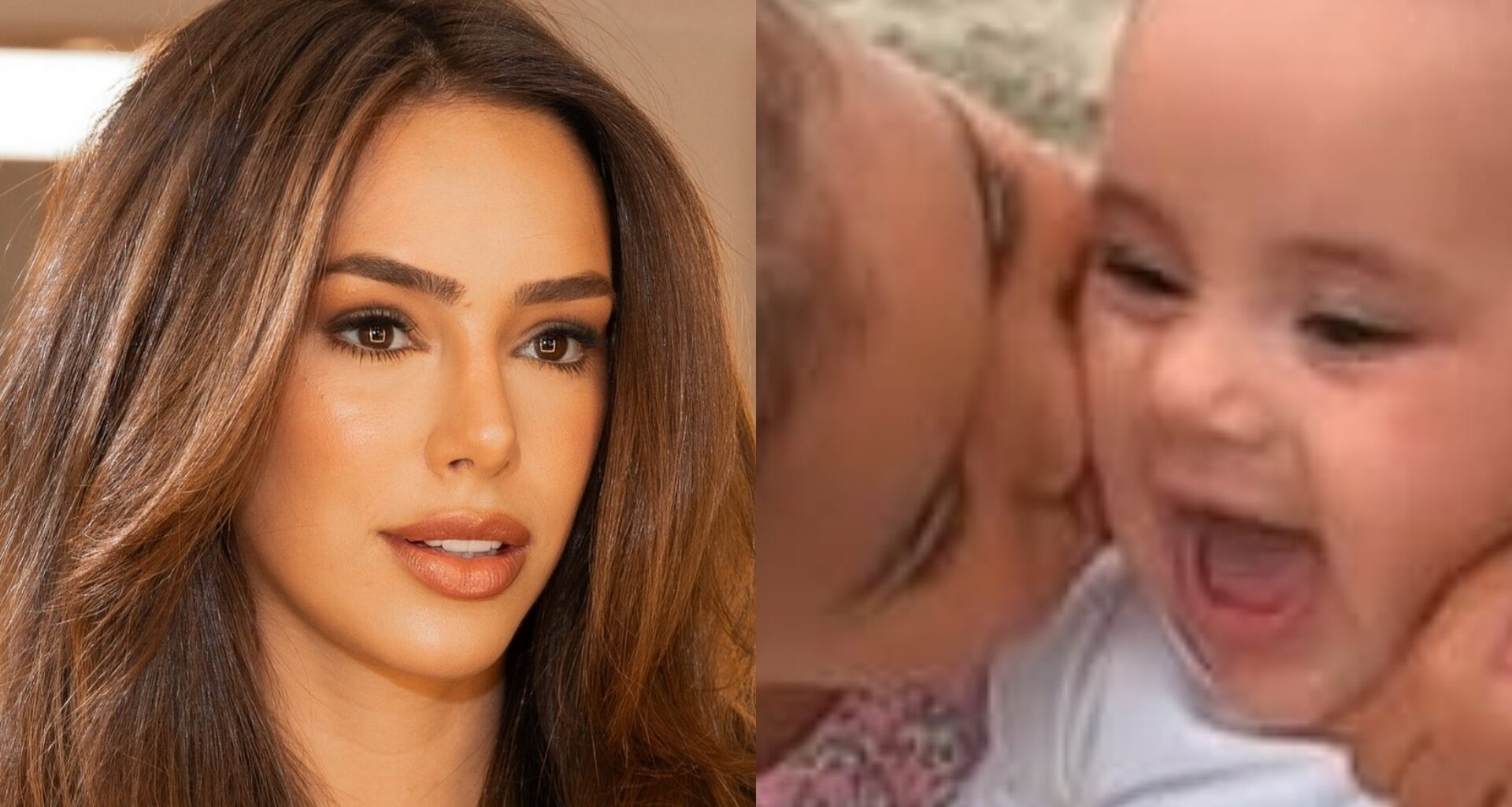 Bruna Biancardi com as filhas na praia