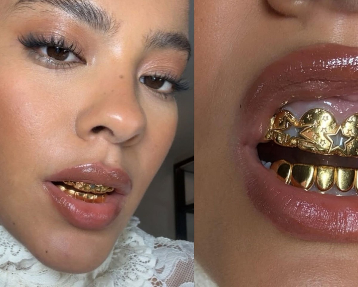Bella Campos surge usando grillz: 'Fiz uma joia nova'