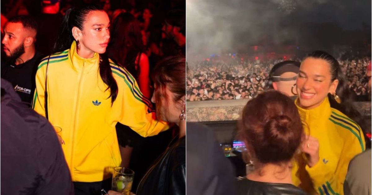 Após show, Dua Lipa curte festa no interior de SP com moletom do Brasil