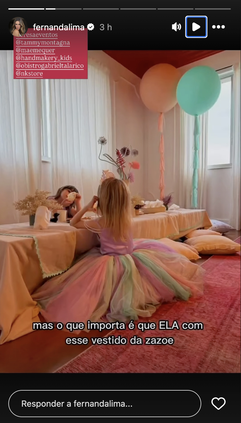 Fernanda Lima mostra a festa de aniversário da filha - Foto: Reprodução / Instagram